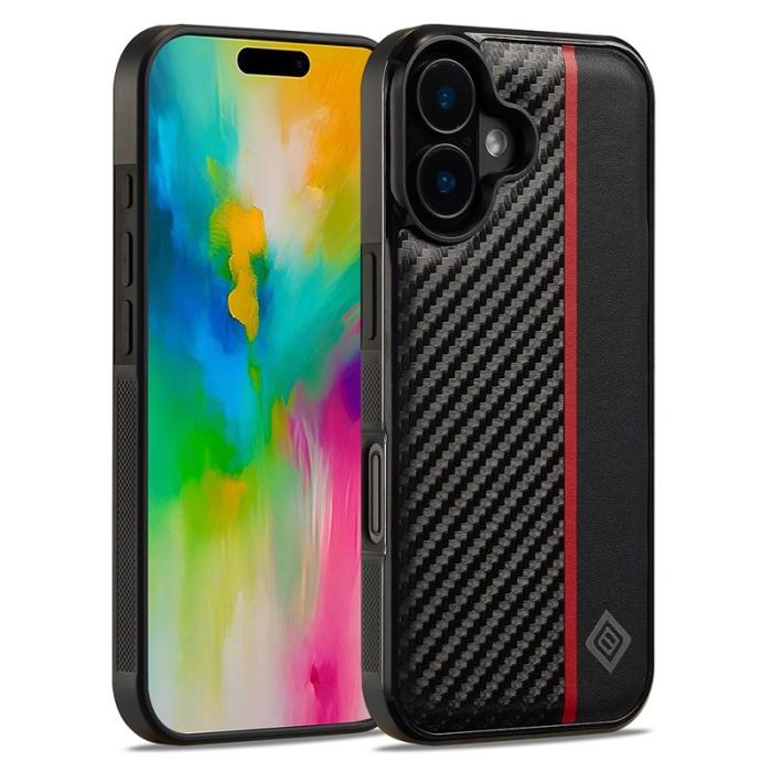 LC.imeeke - LC.IMEEKE iPhone 17 Fodral Äkta läder + TPU + EVA - Svart