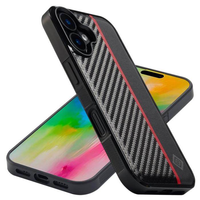 LC.imeeke - LC.IMEEKE iPhone 17 Fodral Äkta läder + TPU + EVA - Svart