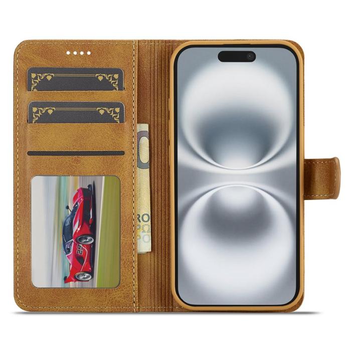 LC.imeeke - LC.IMEEKE iPhone 17 Fodral Calf Texture PU Läder - Gul