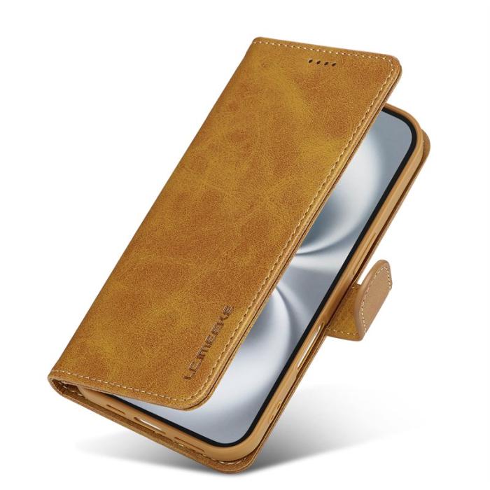 LC.imeeke - LC.IMEEKE iPhone 17 Fodral Calf Texture PU Läder - Gul