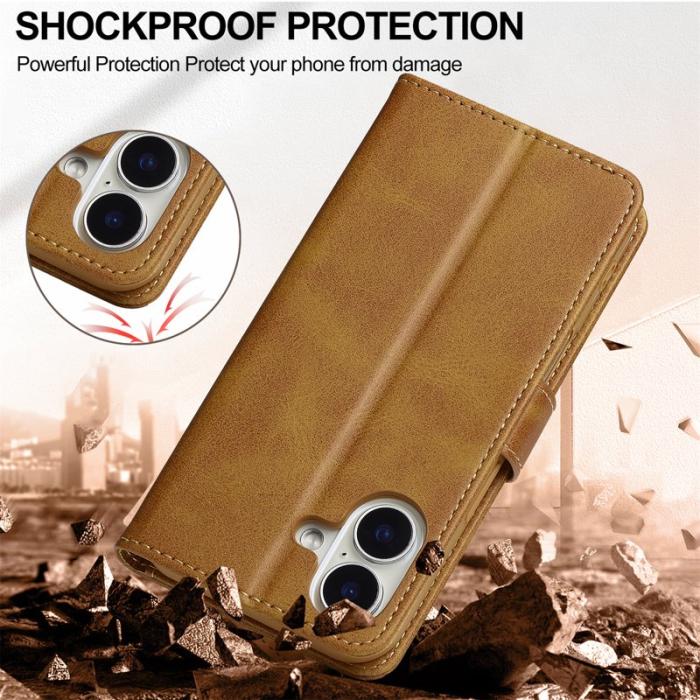 LC.imeeke - LC.IMEEKE iPhone 17 Fodral Calf Texture PU Läder - Gul