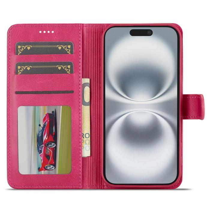 LC.imeeke - LC.IMEEKE iPhone 17 Fodral Calf Texture PU Läder - Rosa