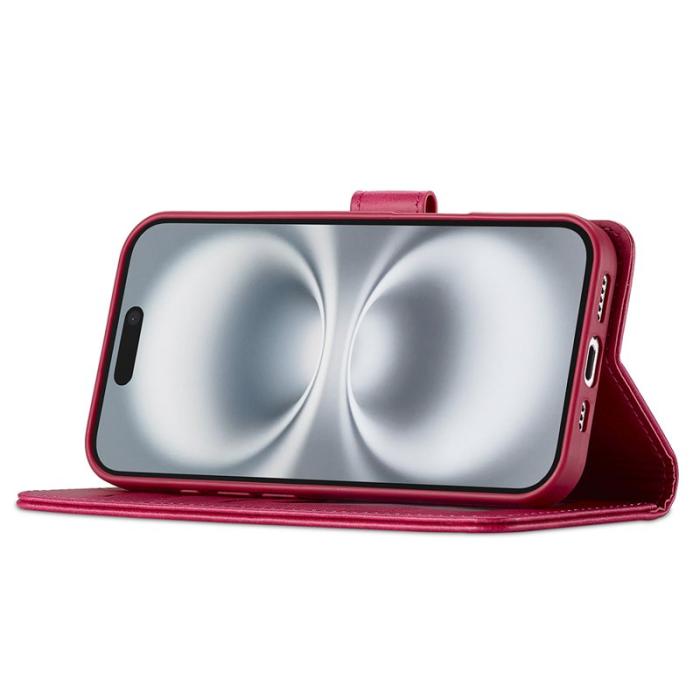 LC.imeeke - LC.IMEEKE iPhone 17 Fodral Calf Texture PU Läder - Rosa