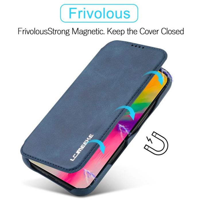 LC.imeeke - LC.IMEEKE iPhone 17 Fodral Card Holder Äkta läder - Blå