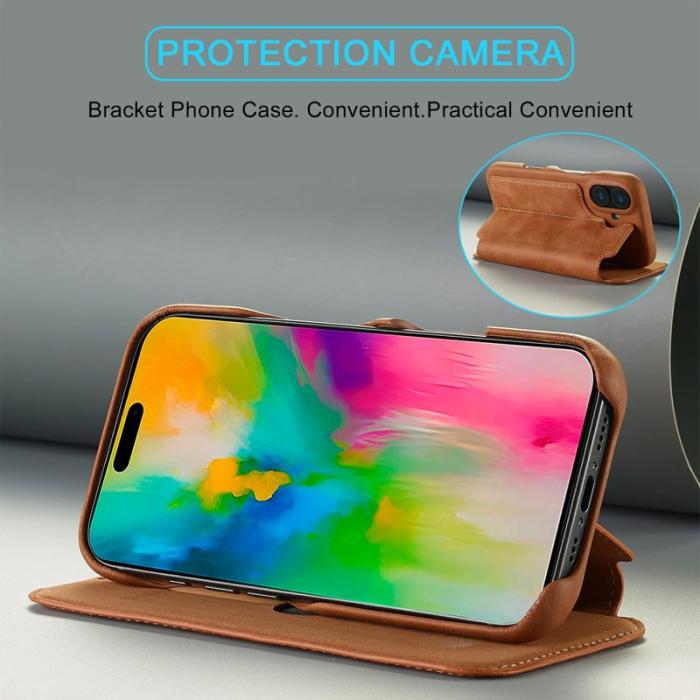 LC.imeeke - LC.IMEEKE iPhone 17 Fodral Card Holder Äkta läder - Brun