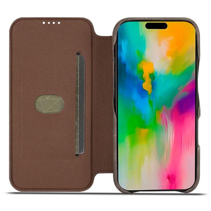 LC.imeeke - LC.IMEEKE iPhone 17 Fodral Card Holder Äkta läder - Kaffe