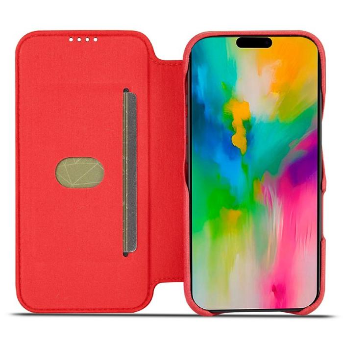 LC.imeeke - LC.IMEEKE iPhone 17 Fodral Card Holder Äkta läder - Röd