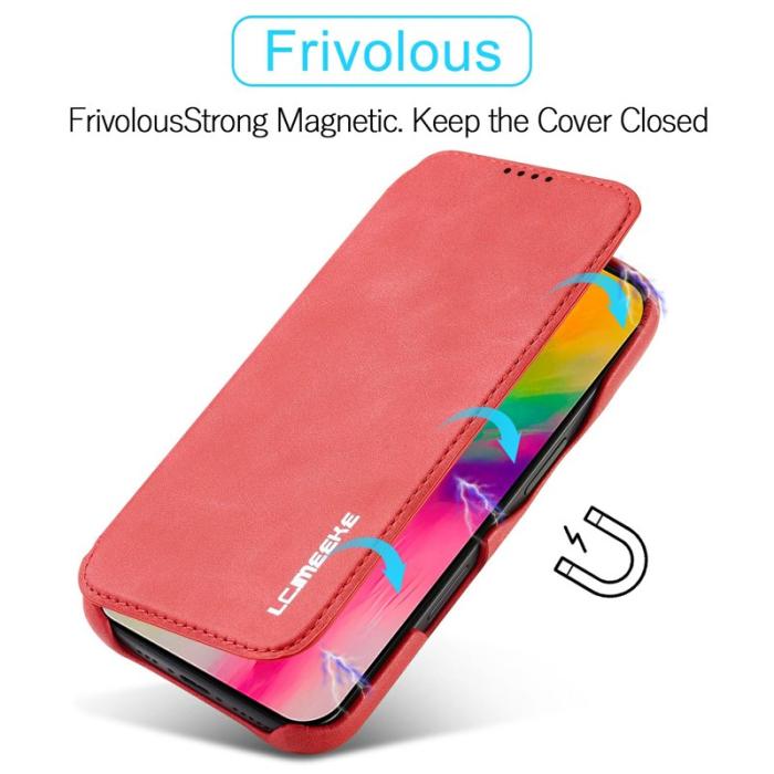 LC.imeeke - LC.IMEEKE iPhone 17 Fodral Card Holder Äkta läder - Röd