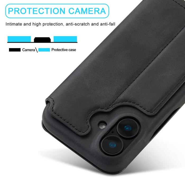 LC.imeeke - LC.IMEEKE iPhone 17 Fodral Card Holder Äkta läder - Svart