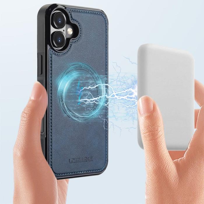 LC.imeeke - LC.IMEEKE iPhone 17 Fodral Magnetiskt Äkta läder - Blå