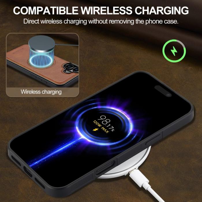 LC.imeeke - LC.IMEEKE iPhone 17 Fodral Magnetiskt Äkta läder - Brun