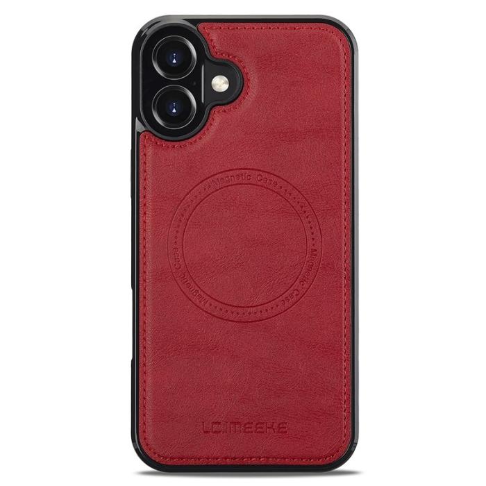 LC.imeeke - LC.IMEEKE iPhone 17 Fodral MagSafe Äkta läder - Röd