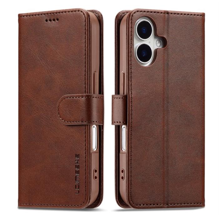 LC.imeeke - LC.IMEEKE iPhone 17 Fodral PU Läder Ställ Wallet - Brun