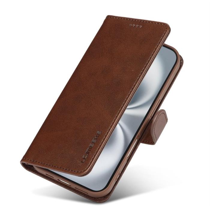 LC.imeeke - LC.IMEEKE iPhone 17 Fodral PU Läder Ställ Wallet - Brun