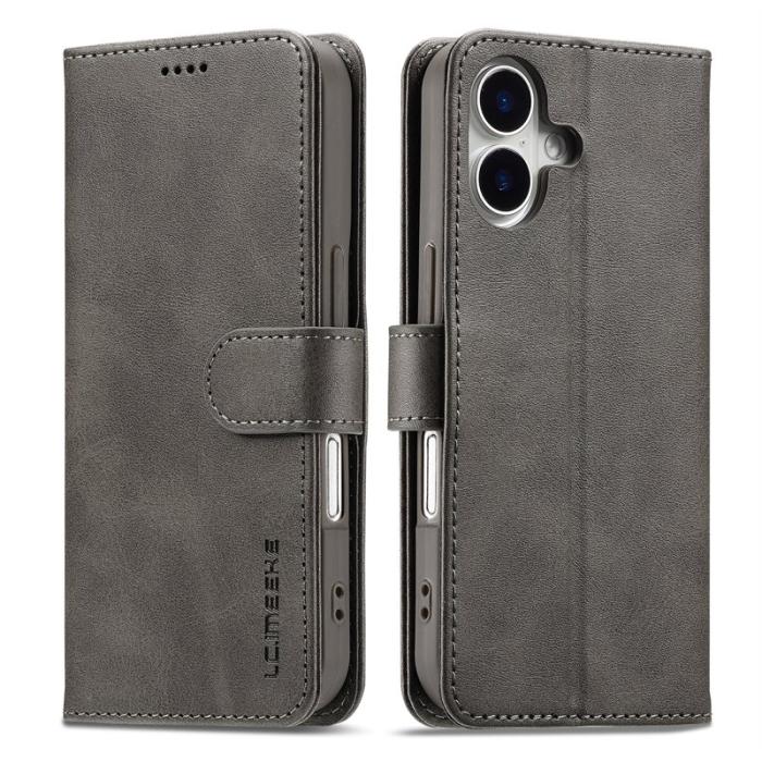 LC.imeeke - LC.IMEEKE iPhone 17 Fodral PU Läder Ställ Wallet - Grå