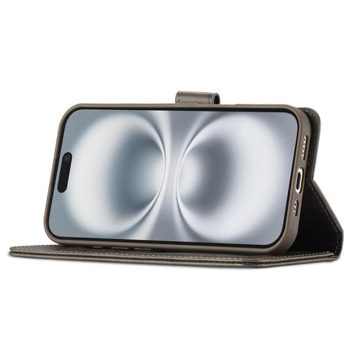 LC.imeeke - LC.IMEEKE iPhone 17 Fodral PU Läder Ställ Wallet - Grå