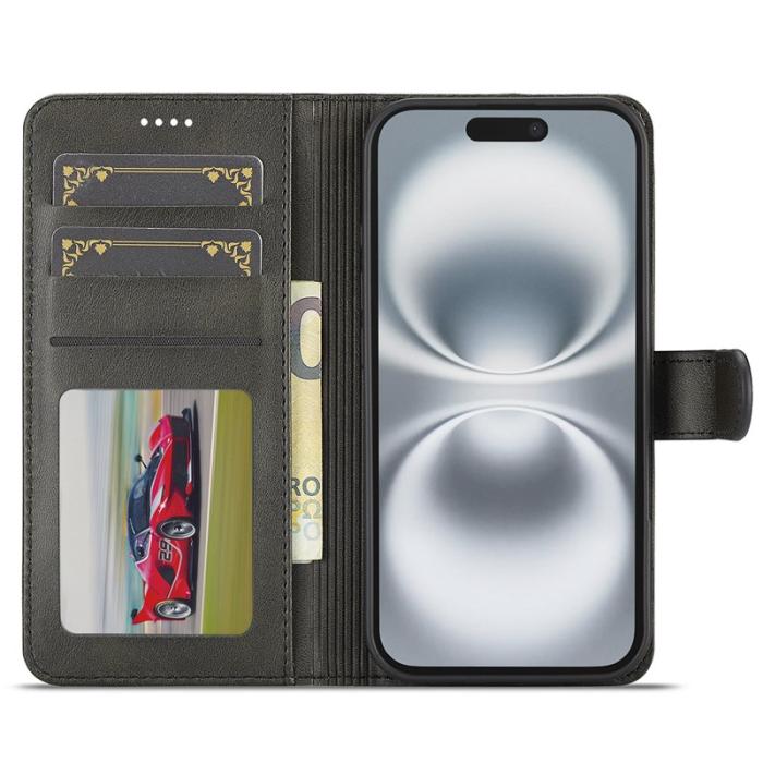 LC.imeeke - LC.IMEEKE iPhone 17 Fodral PU Läder Ställ Wallet - Svart