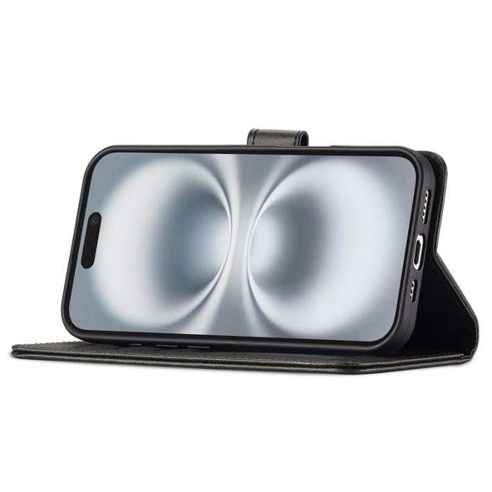 LC.imeeke - LC.IMEEKE iPhone 17 Fodral PU Läder Ställ Wallet - Svart