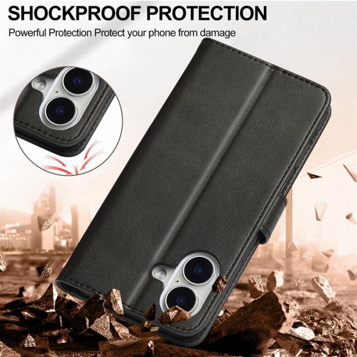 LC.imeeke - LC.IMEEKE iPhone 17 Fodral PU Läder Ställ Wallet - Svart