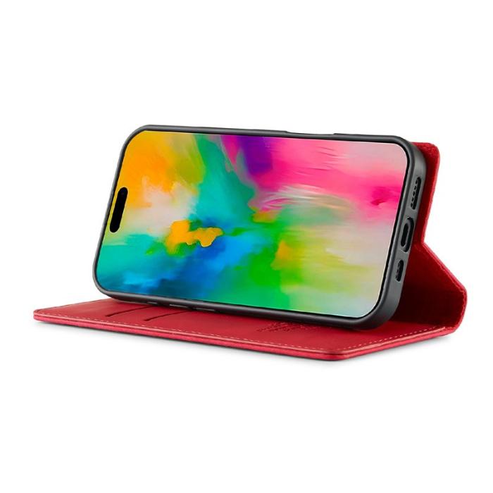 LC.imeeke - LC.IMEEKE iPhone 17 Fodral Wallet Mikrofiberläder - Röd