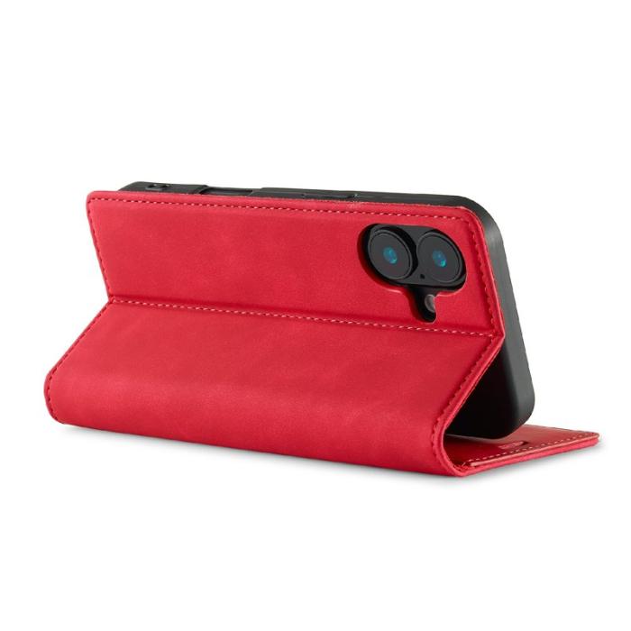 LC.imeeke - LC.IMEEKE iPhone 17 Fodral Wallet Mikrofiberläder - Röd