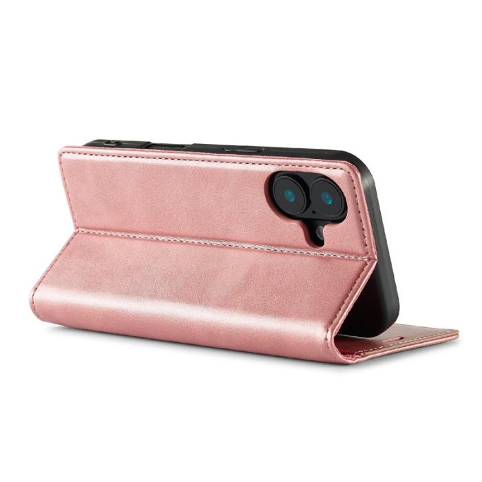 LC.imeeke - LC.IMEEKE iPhone 17 Fodral Wallet Mikrofiberläder - Roséguld