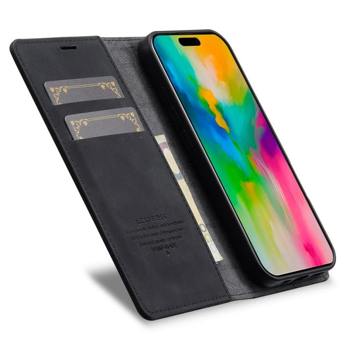 LC.imeeke - LC.IMEEKE iPhone 17 Fodral Wallet Mikrofiberläder - Svart