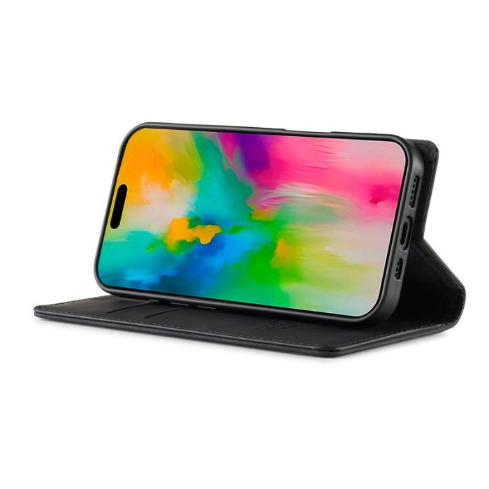 LC.imeeke - LC.IMEEKE iPhone 17 Fodral Wallet Mikrofiberläder - Svart