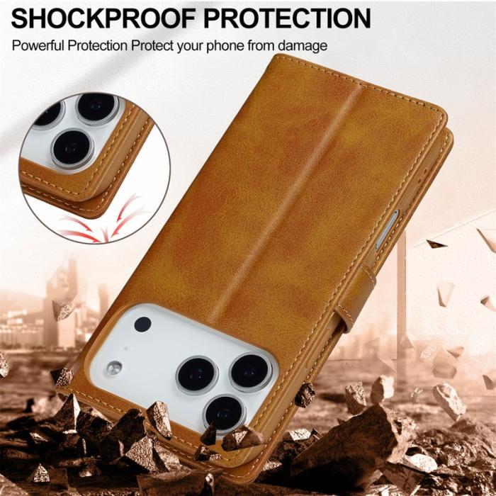 LC.imeeke - LC.IMEEKE iPhone 17 Pro Fodral Äkta läder - Gul