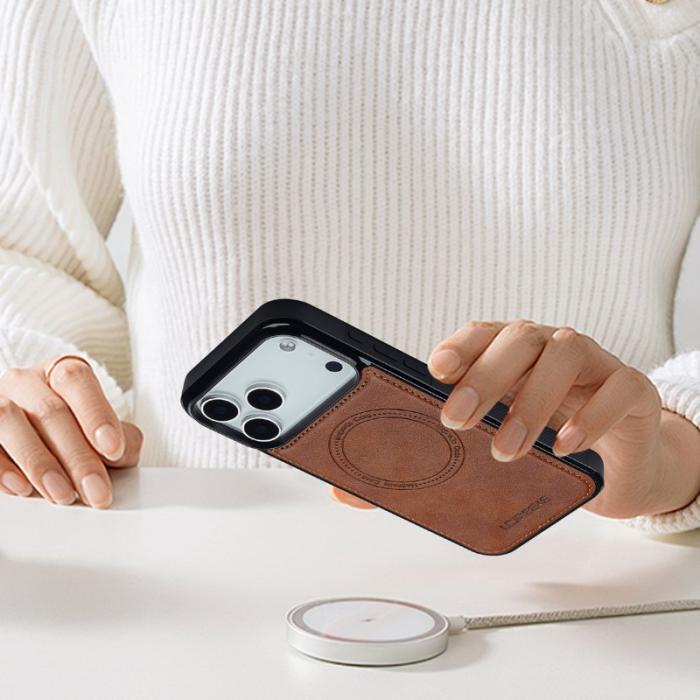 LC.imeeke - LC.IMEEKE iPhone 17 Pro Fodral Äkta läder + TPU - Brun