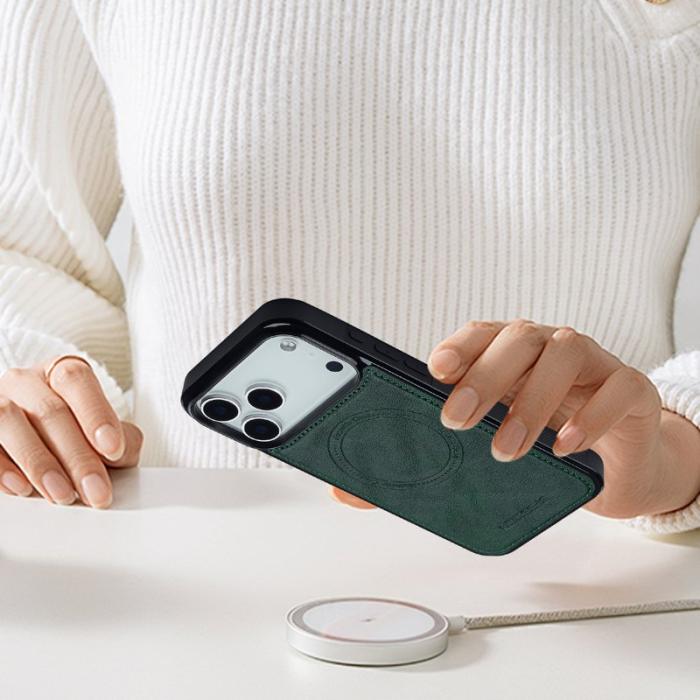 LC.imeeke - LC.IMEEKE iPhone 17 Pro Fodral Äkta läder + TPU - Grön