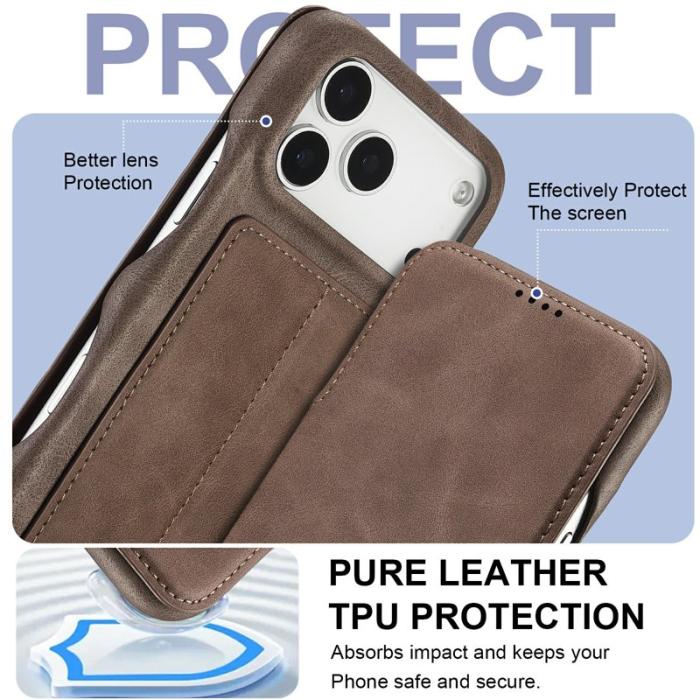 LC.imeeke - LC.IMEEKE iPhone 17 Pro Fodral Card Holder KonstLäder - Brun