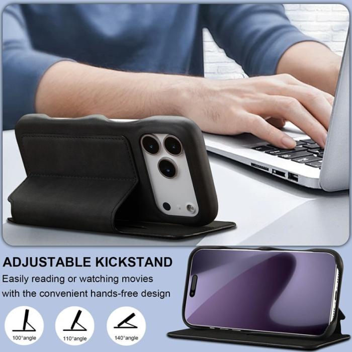 LC.imeeke - LC.IMEEKE iPhone 17 Pro Fodral Kortfodral Konstläder - Svart