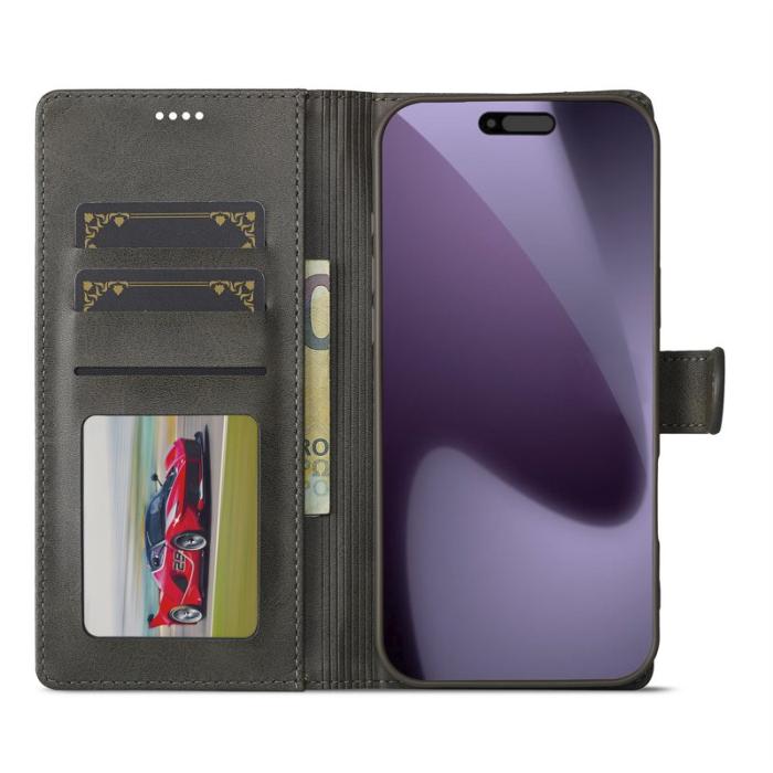 LC.imeeke - LC.IMEEKE iPhone 17 Pro Fodral PU Läder - Grå