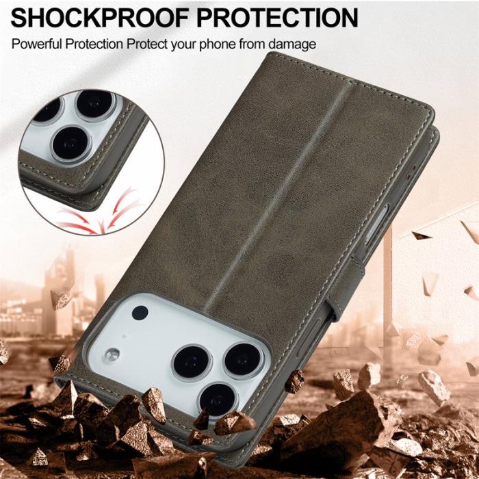 LC.imeeke - LC.IMEEKE iPhone 17 Pro Fodral PU Läder - Grå