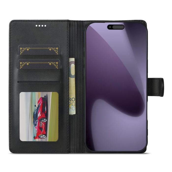 LC.imeeke - LC.IMEEKE iPhone 17 Pro Fodral PU Läder - Svart