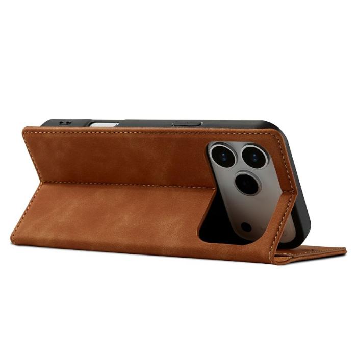 LC.imeeke - LC.IMEEKE iPhone 17 Pro Fodral Wallet Mikrofiberläder - Brun