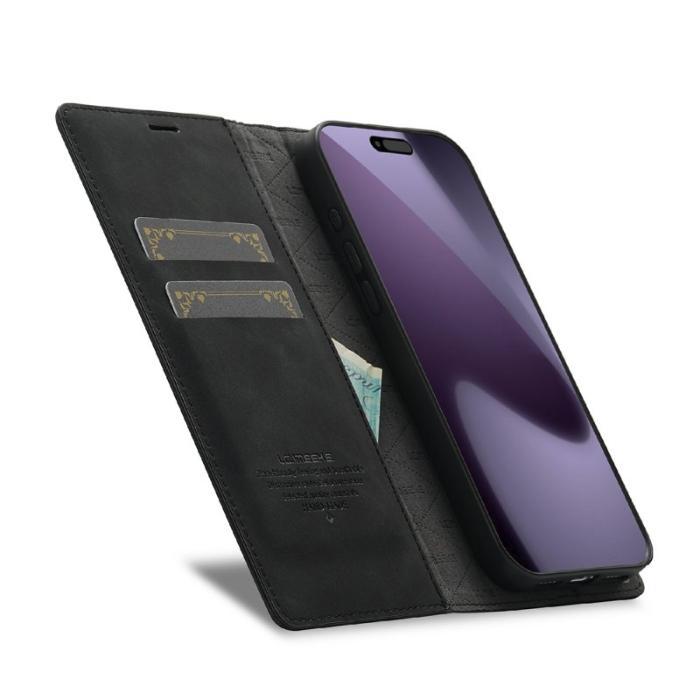 LC.imeeke - LC.IMEEKE iPhone 17 Pro Fodral Wallet Mikrofiberläder - Svart