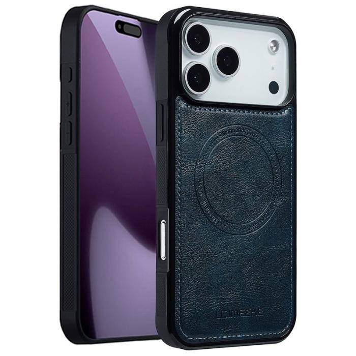 LC.imeeke - LC.IMEEKE iPhone 17 Pro Max Fodral Äkta läder - Blå