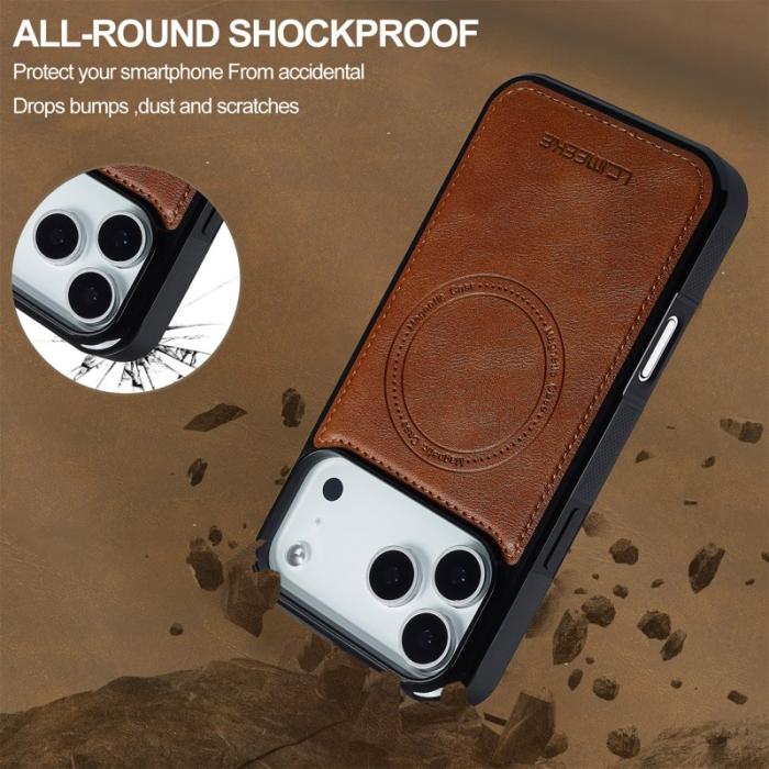 LC.imeeke - LC.IMEEKE iPhone 17 Pro Max Fodral Äkta läder - Brun