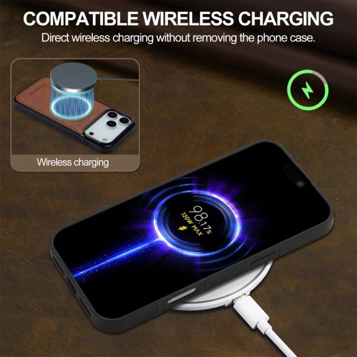 LC.imeeke - LC.IMEEKE iPhone 17 Pro Max Fodral Äkta läder - Brun