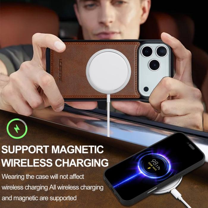 LC.imeeke - LC.IMEEKE iPhone 17 Pro Max Fodral Äkta läder - Brun