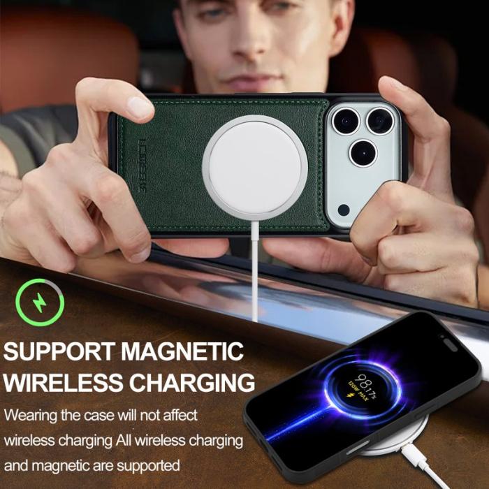 LC.imeeke - LC.IMEEKE iPhone 17 Pro Max Fodral Äkta läder - Grön