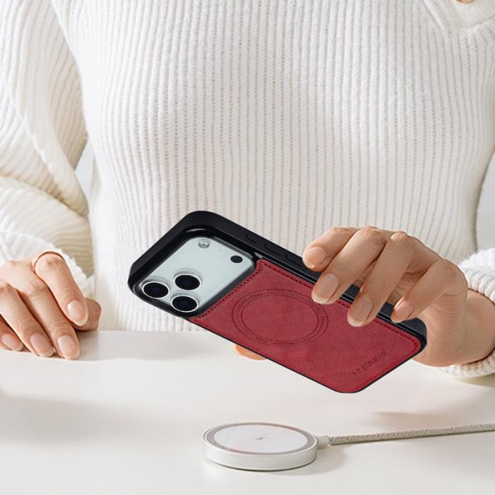 LC.imeeke - LC.IMEEKE iPhone 17 Pro Max Fodral Äkta läder - Röd