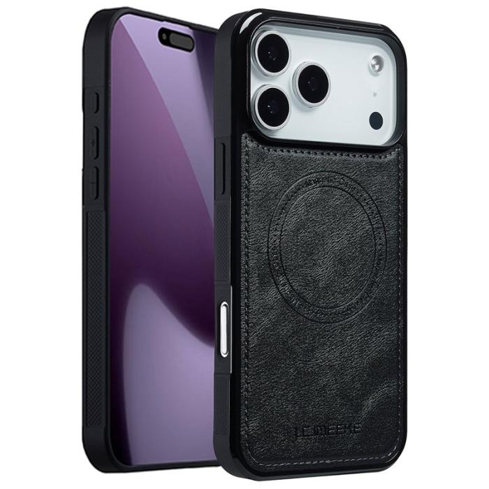 LC.imeeke - LC.IMEEKE iPhone 17 Pro Max Fodral Äkta läder - Svart