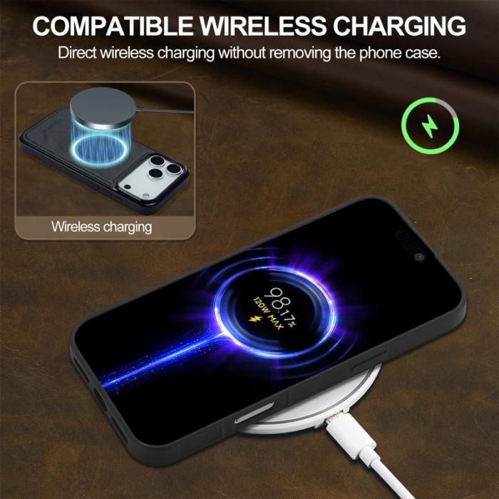 LC.imeeke - LC.IMEEKE iPhone 17 Pro Max Fodral Äkta läder - Svart