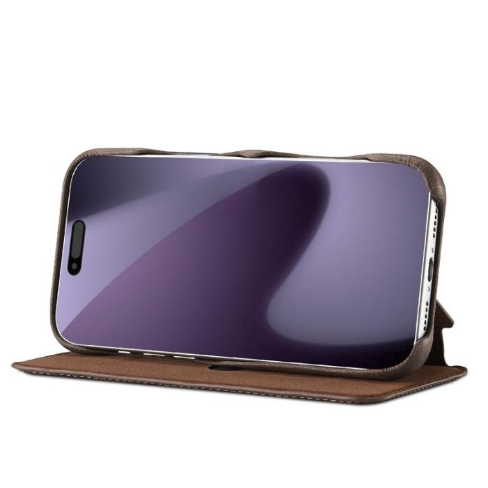 LC.imeeke - LC.IMEEKE iPhone 17 Pro Max Fodral Card Holder Äkta läder - Kaffe