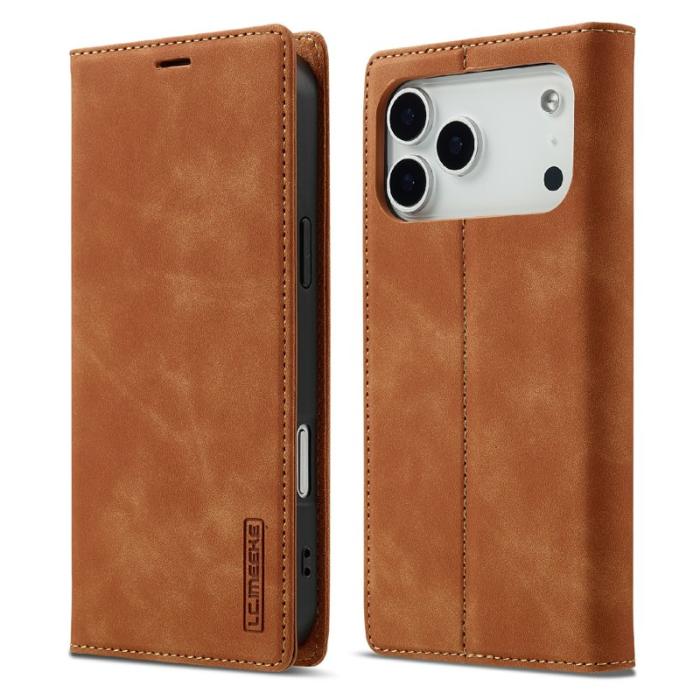 LC.imeeke - LC.IMEEKE iPhone 17 Pro Max Fodral Wallet Mikrofiberläder - Brun