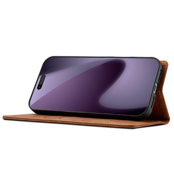 LC.imeeke - LC.IMEEKE iPhone 17 Pro Max Fodral Wallet Mikrofiberläder - Brun