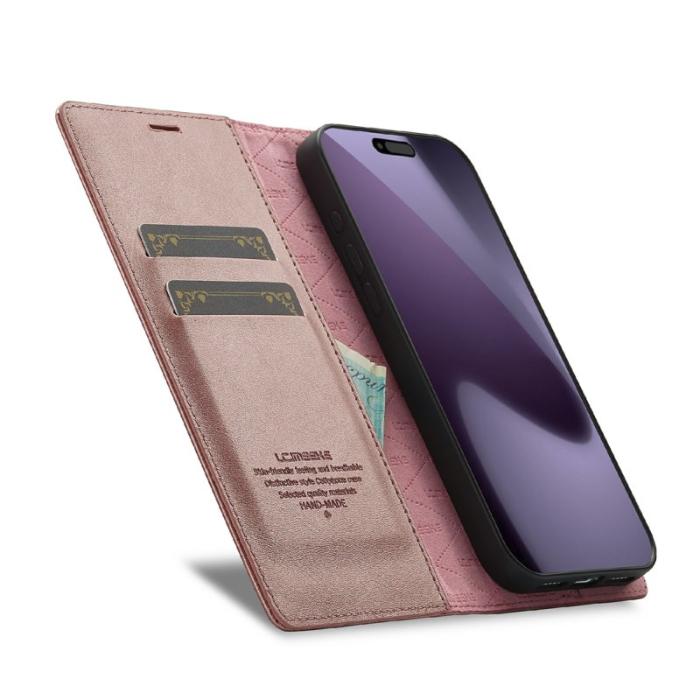 LC.imeeke - LC.IMEEKE iPhone 17 Pro Max Fodral Wallet Mikrofiberläder - Roséguld